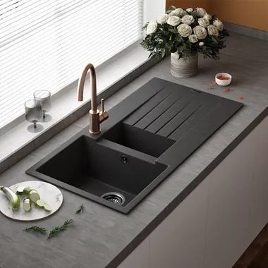 Black Granite Drainboard Sink