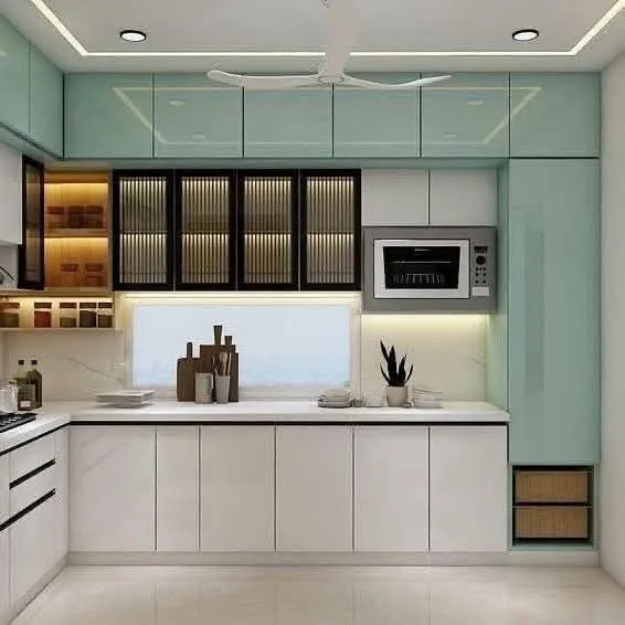 Glossy Cream Kitchen Porcelain Floor