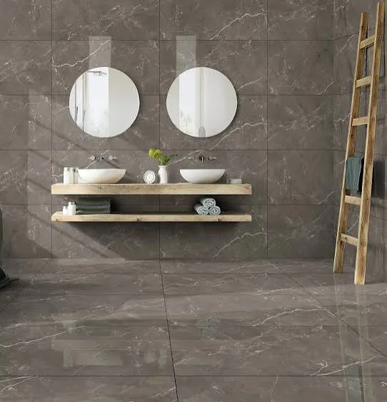 Taupe Marble-Look Bath Porcelain