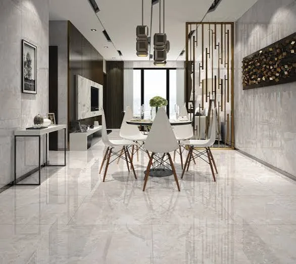White Grey Polished Porcelain Floor