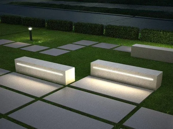 LED-Lit Stone Benches