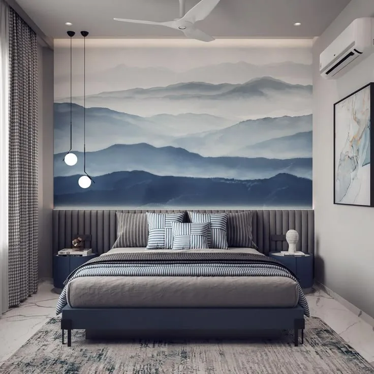 Blue Mountain Mural · Bedroom