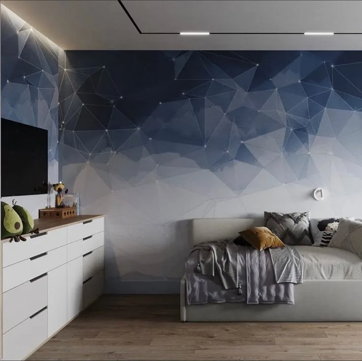 Navy Constellation Mural · Bedroom