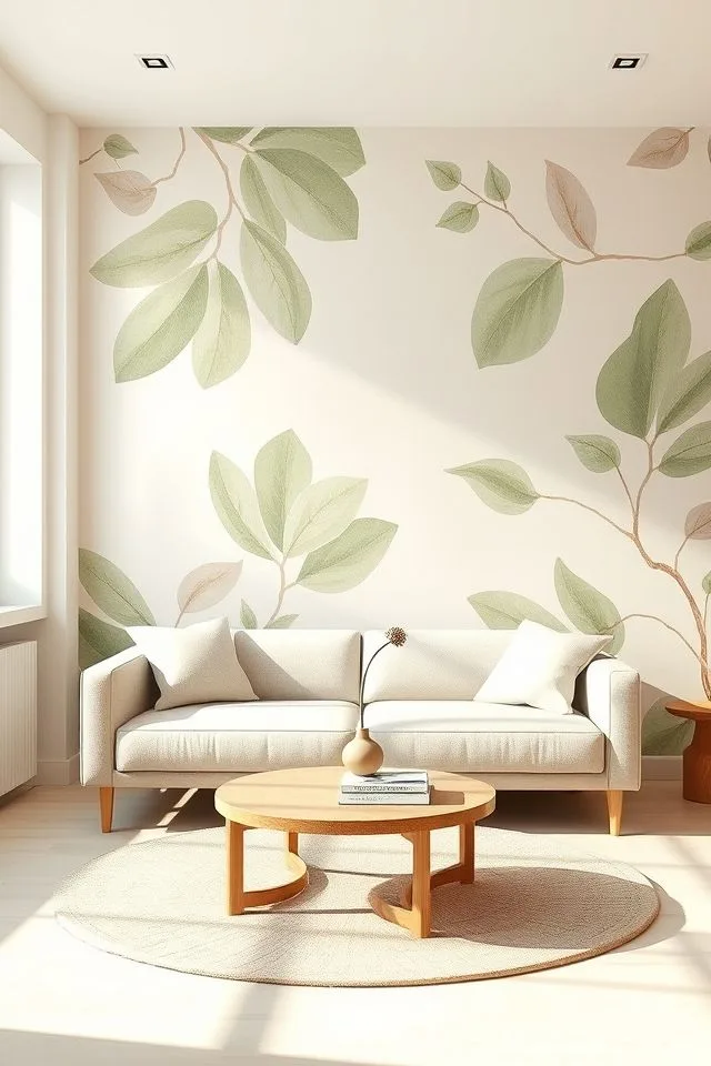 Botanical Leaf Mural · Living Room