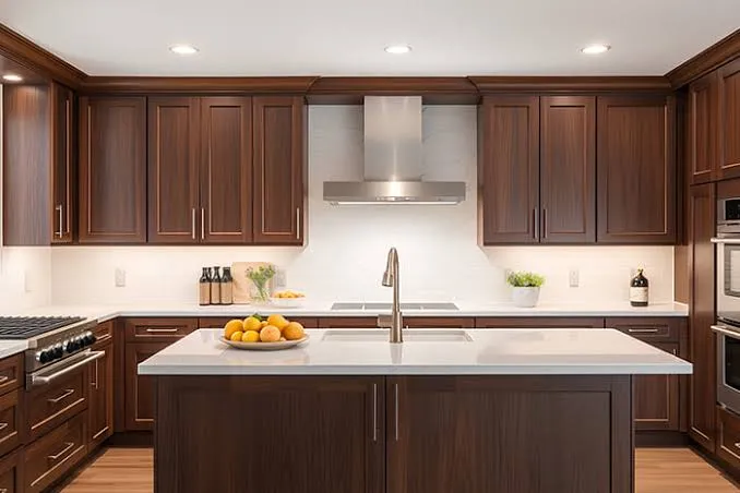 Walnut Wood Coating · Kitchen Cabinets