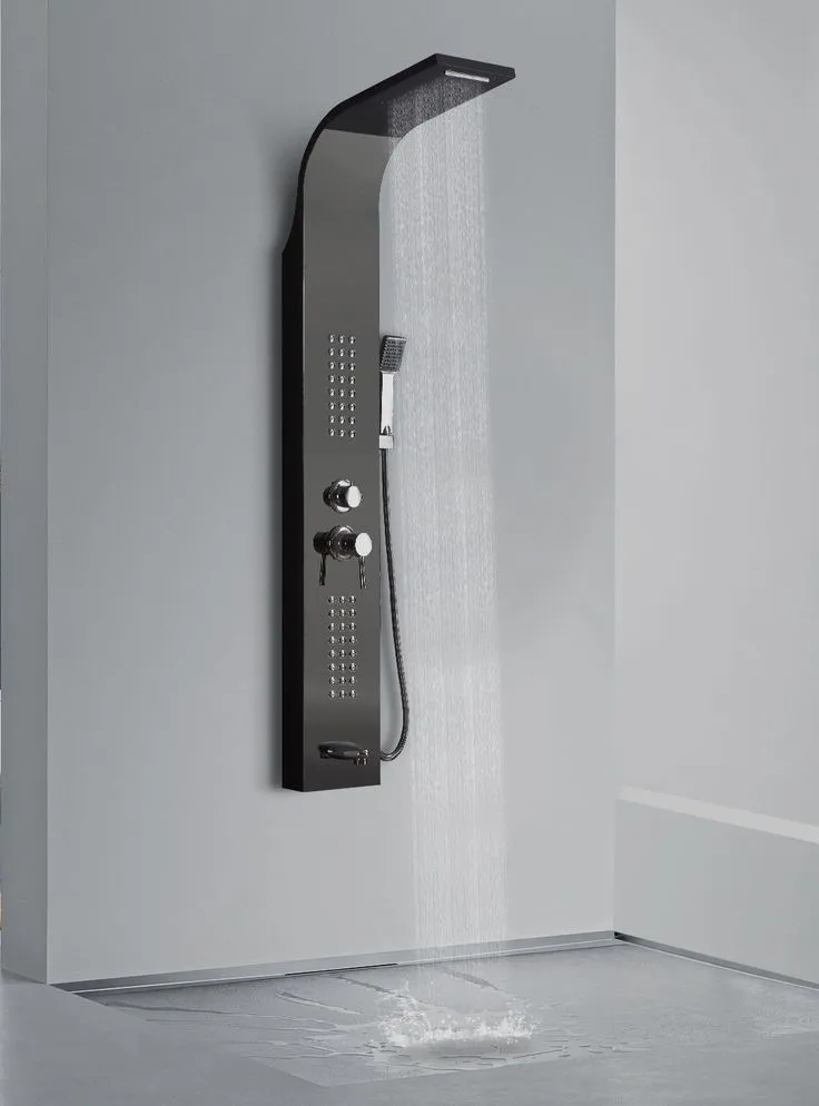 Curved Black Shower Panel