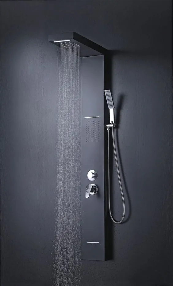 Matte Black Rain Shower Panel