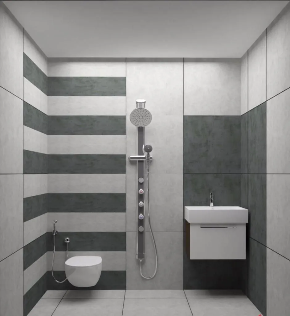 Striped Concrete-Look Ceramic Wall