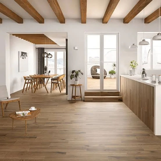 Rustic Brown Wood-Look Kitchen Floor